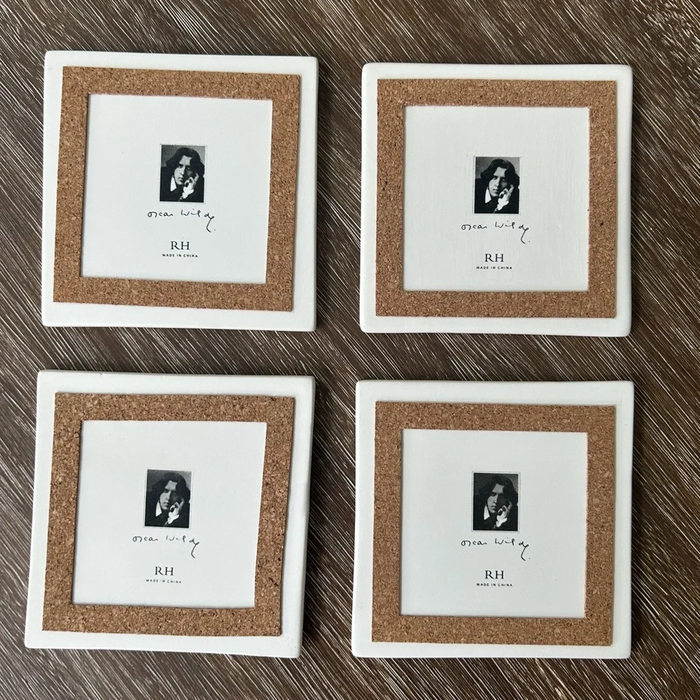 RESTORATION HARDWARE Set of 4 Oscar Wilde Coasters with Box Set